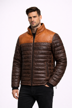 Men's Leather Puffer Jackets Collection - Front