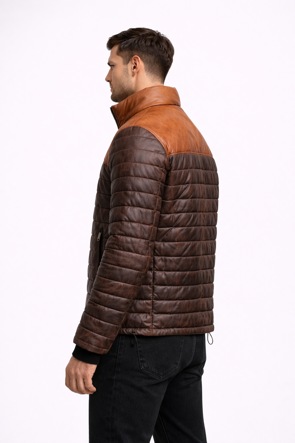 Men's Leather Puffer Jackets Collection - Left