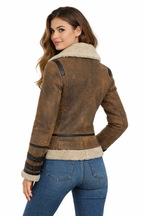Women's Shearling Aviator Jacket - Back
