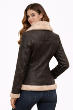Women's Hooded B3 Bomber Aviator Jacket - Back