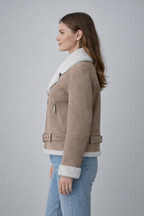 Women's PU Shearling Jacket - Back