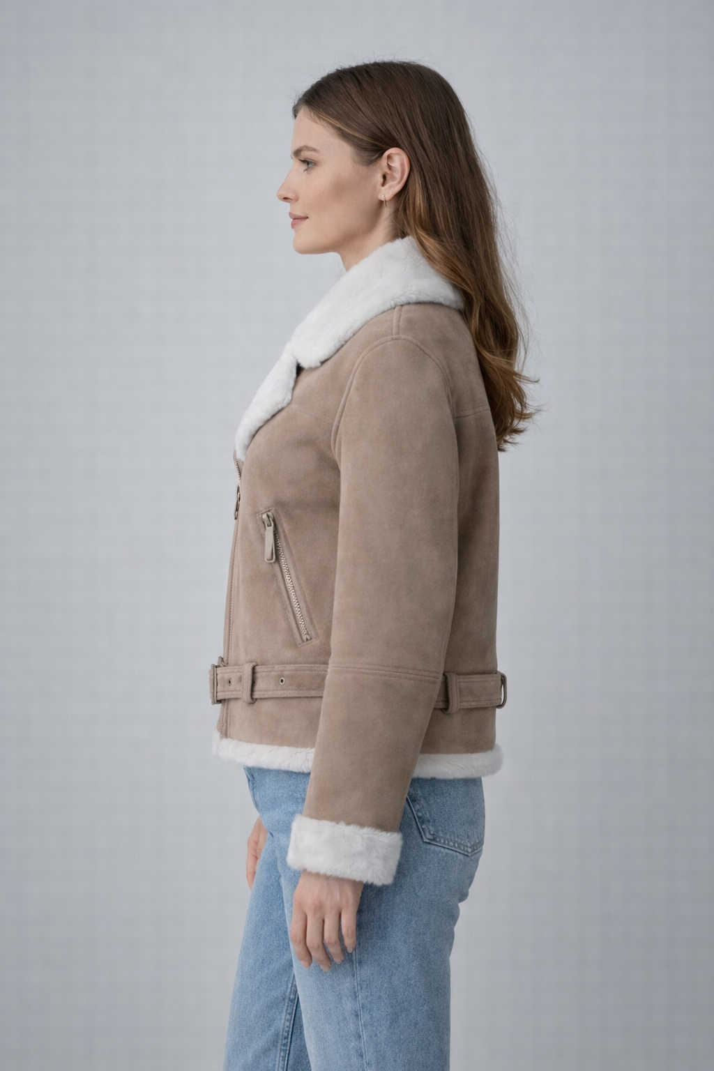 Women's PU Shearling Jacket - Back