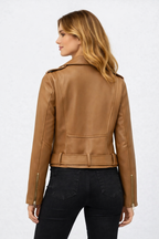Women's Stylish Brown Lambskin Leather Jacket - Back