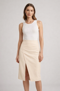 Women's Party Wear Leather Skirt - Front