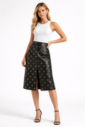 Stylish Black Leather Skirt for Women - Front