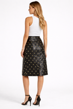 Stylish Black Leather Skirt for Women - Left