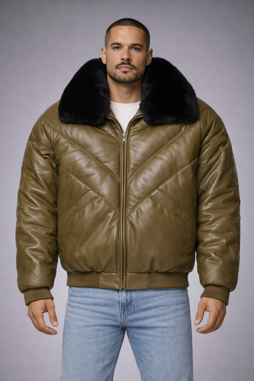 Men's Premium Stylish Leather Outerwear - Front