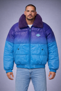 Teal Leather V-Bomber Jacket - Front