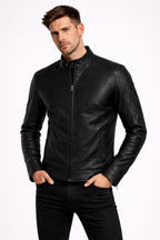 Men's Genuine Leather Jacket - Front