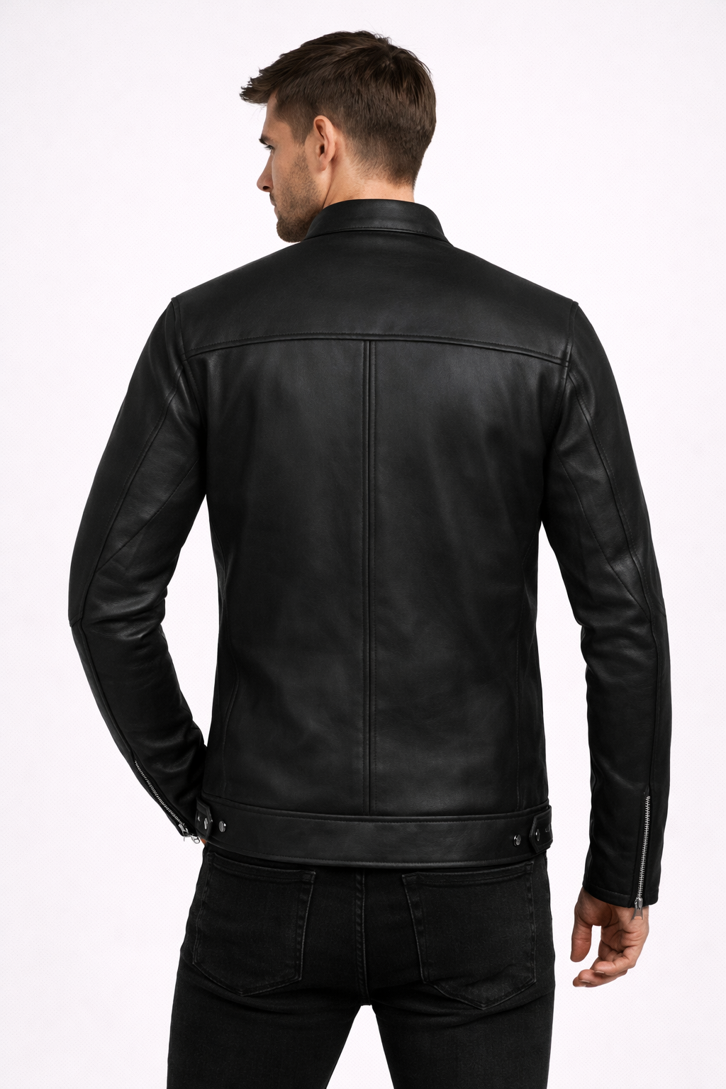 Men's Genuine Leather Jacket - Back