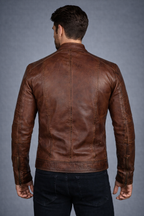 Men Motorbike Leather Jacket - Back