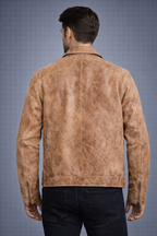 Brown Distressed Leather Jacket - Back