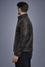 Brown Vintage Cafe Racer Leather Jacket - Left