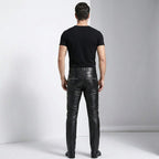 Men's Slim Fit Black Leather Pant