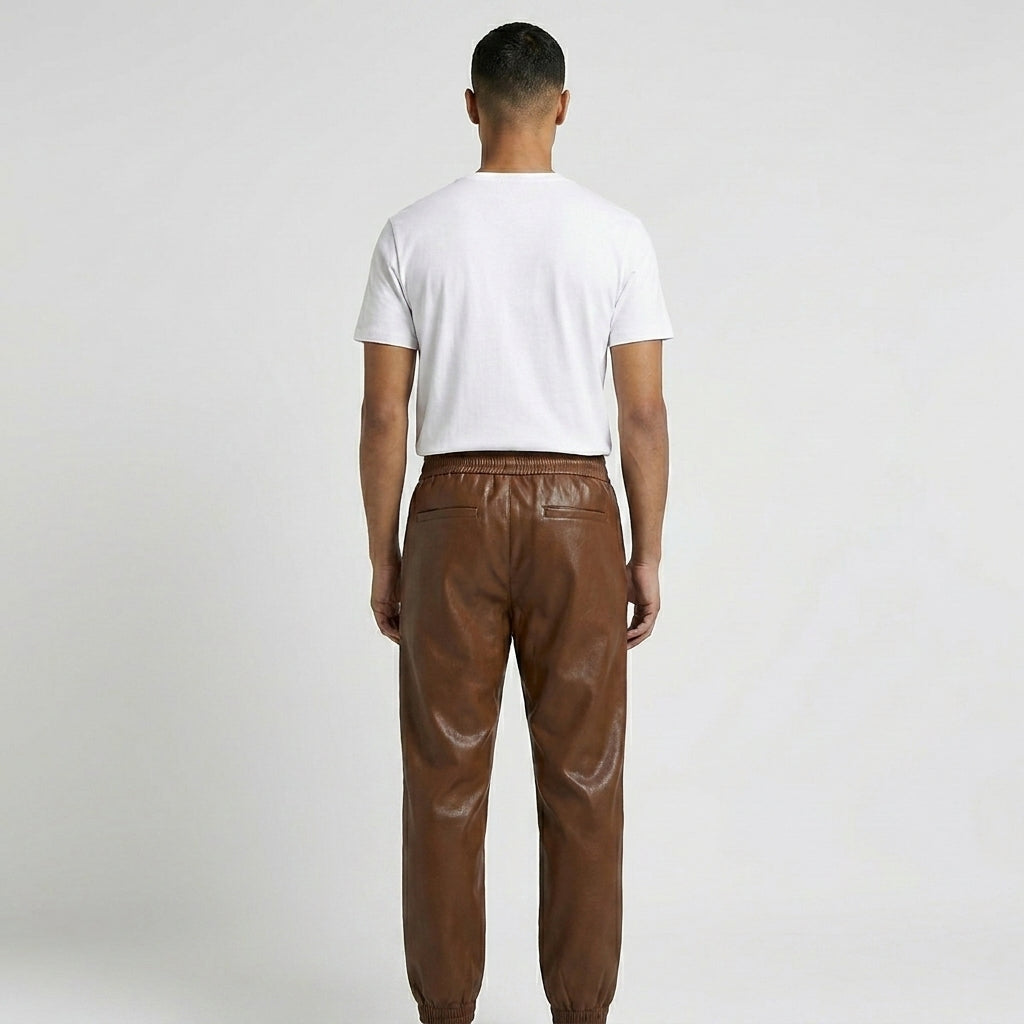 Men's Leather Pant In Dark Brown