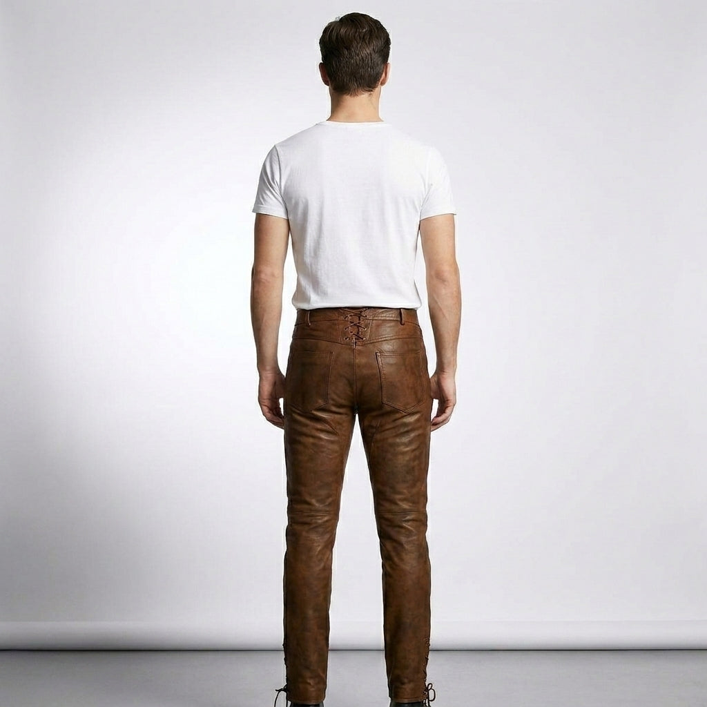 Men's brown Leather Pant