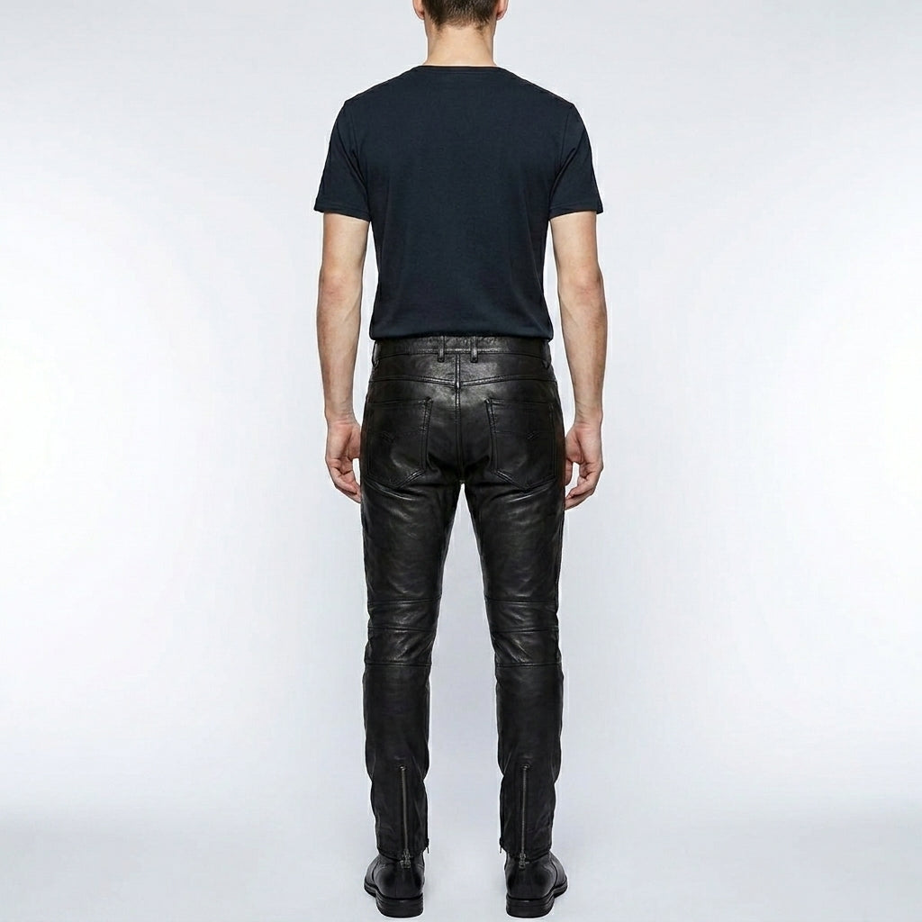 Men's Genuine Sheep Leather Biker Pant