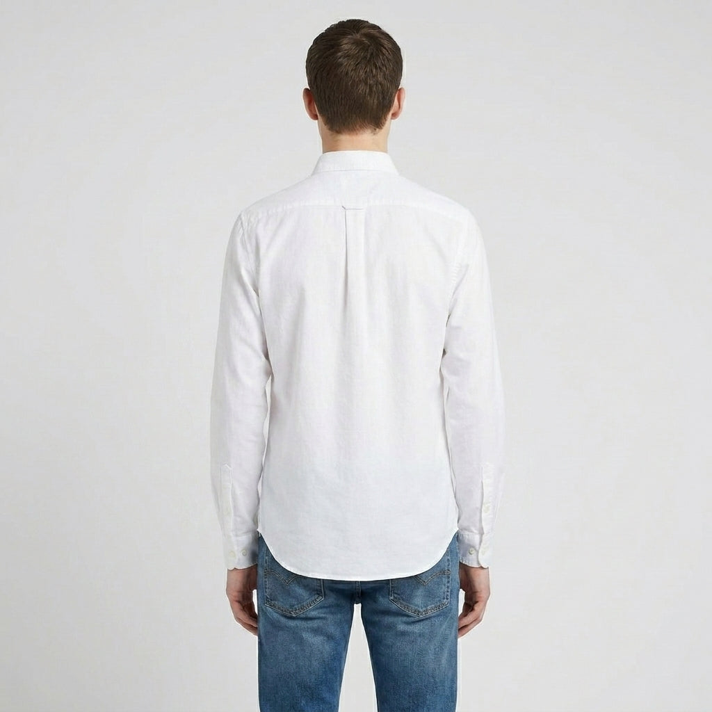 Men's White Regular Fit Long Sleeve Oxford Shirt