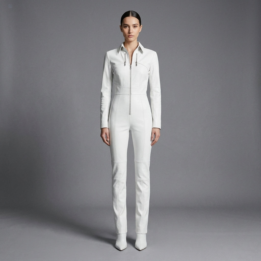 Women's White Wedding Jumpsuit - Front