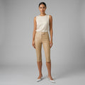 Women's Beige PU Leather Capri Pants - Front