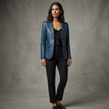 Women's 2-Button Lambskin Leather Blazer - Front