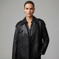Women's Stylish Black Leather Blazer - Front