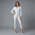 Women's White Lambskin Leather Jumpsuit - Front