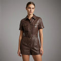Women's Sheep Leather Romper - Front