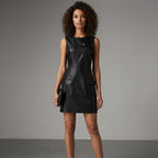 Women's Soft Lambskin Leather Slim Dress - Front