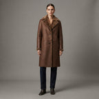 Women's Brown Shearling Coat - Front