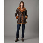 Women's Shearling Leather Coat - Front