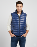 Men's Leather Puffer Vest - Front