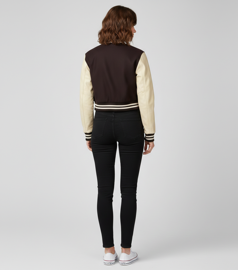 Varsity Baseball Letterman Leather Jacket - Back