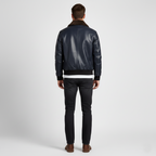 Men's Blue G-1 Aviator Leather Jacket - Back