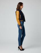 Women's Navy Varsity Letterman Jacket - Back
