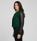 Women's Cropped Varsity Jacket Premium Quality - Back