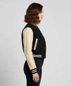 Women's Black And Cream Varsity Jacket - Back