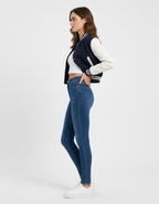 Women's Windcheater Crop Denim Varsity Jacket - Back