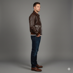 A-2 Brown Flight Bomber Leather Jacket - Back
