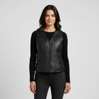 Women's PU Leather Cropped Vest - Front