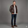 A-2 Brown Flight Bomber Leather Jacket - Front