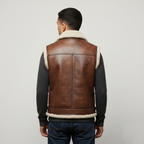 Men's Leather Shearling Vest - Left