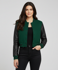 Women's Cropped Varsity Jacket Premium Quality - Front