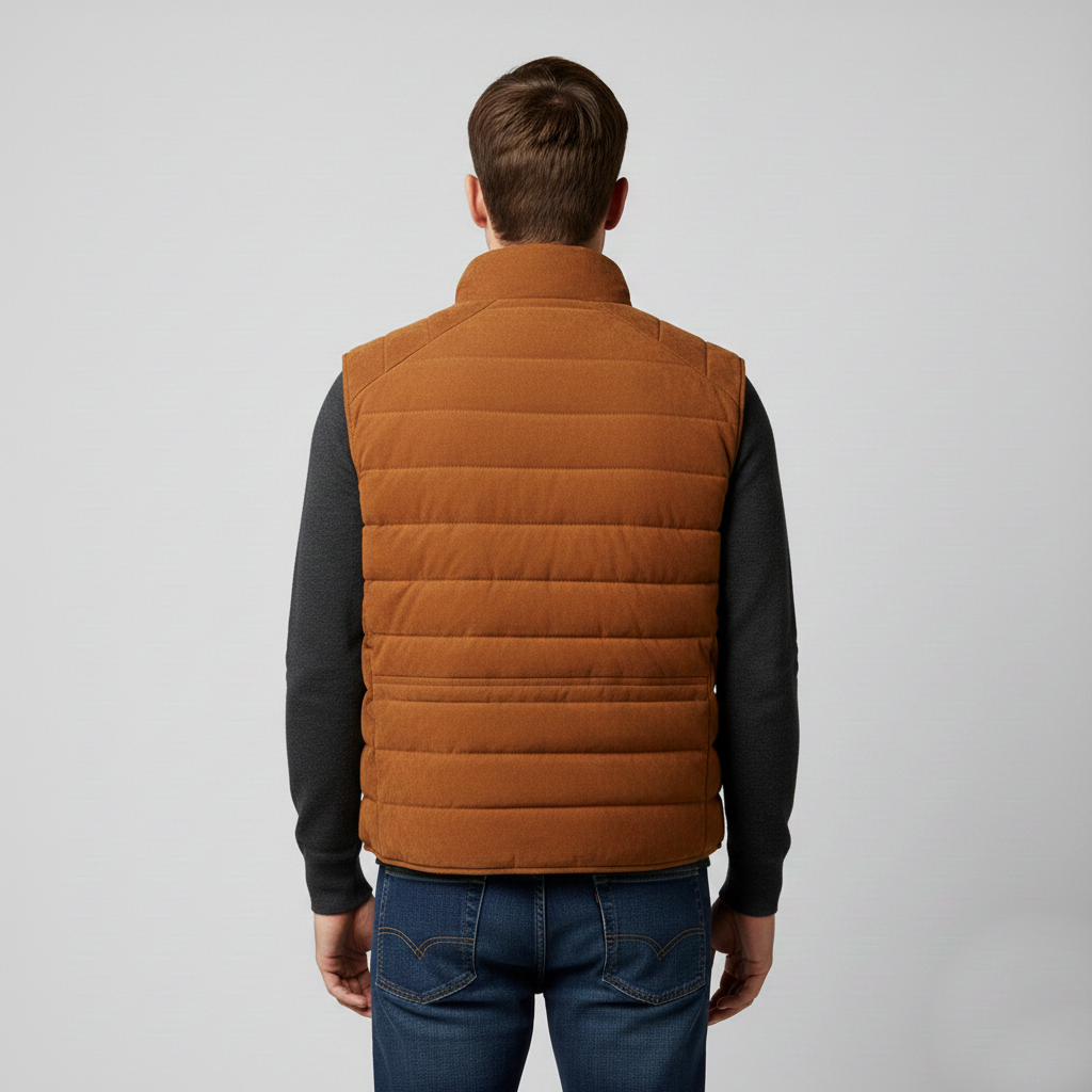 Men's Casual Tan Suede Leather Vest - Left