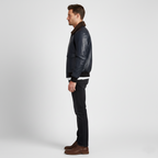 Men's Blue G-1 Aviator Leather Jacket - Left