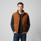 Men's Casual Tan Suede Leather Vest - Front