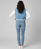 Women's Sky Blue Varsity Jacket - Left