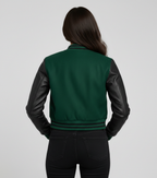 Women's Cropped Varsity Jacket Premium Quality - Left