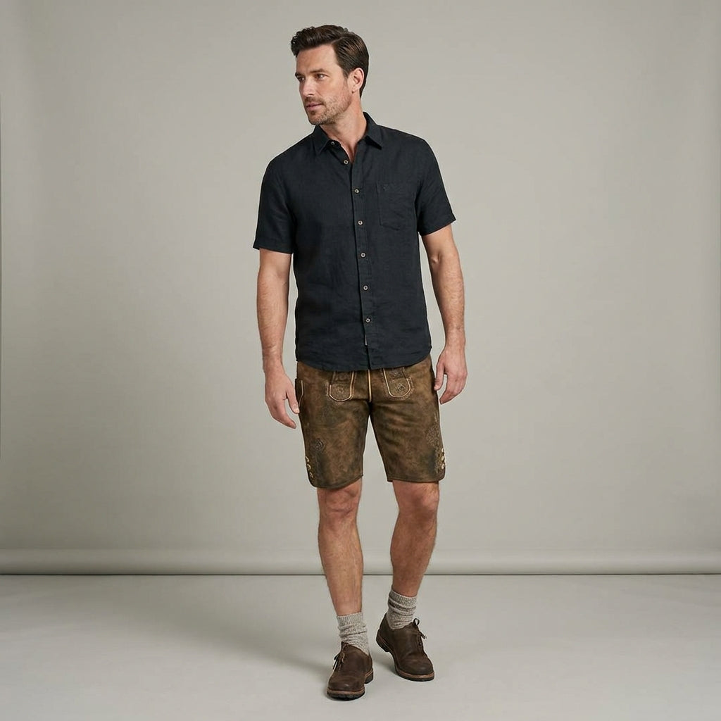 Men's Stylish Leather Cargo Shorts