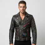 Brando Multi Studs Hand Stitched Punk Jacket